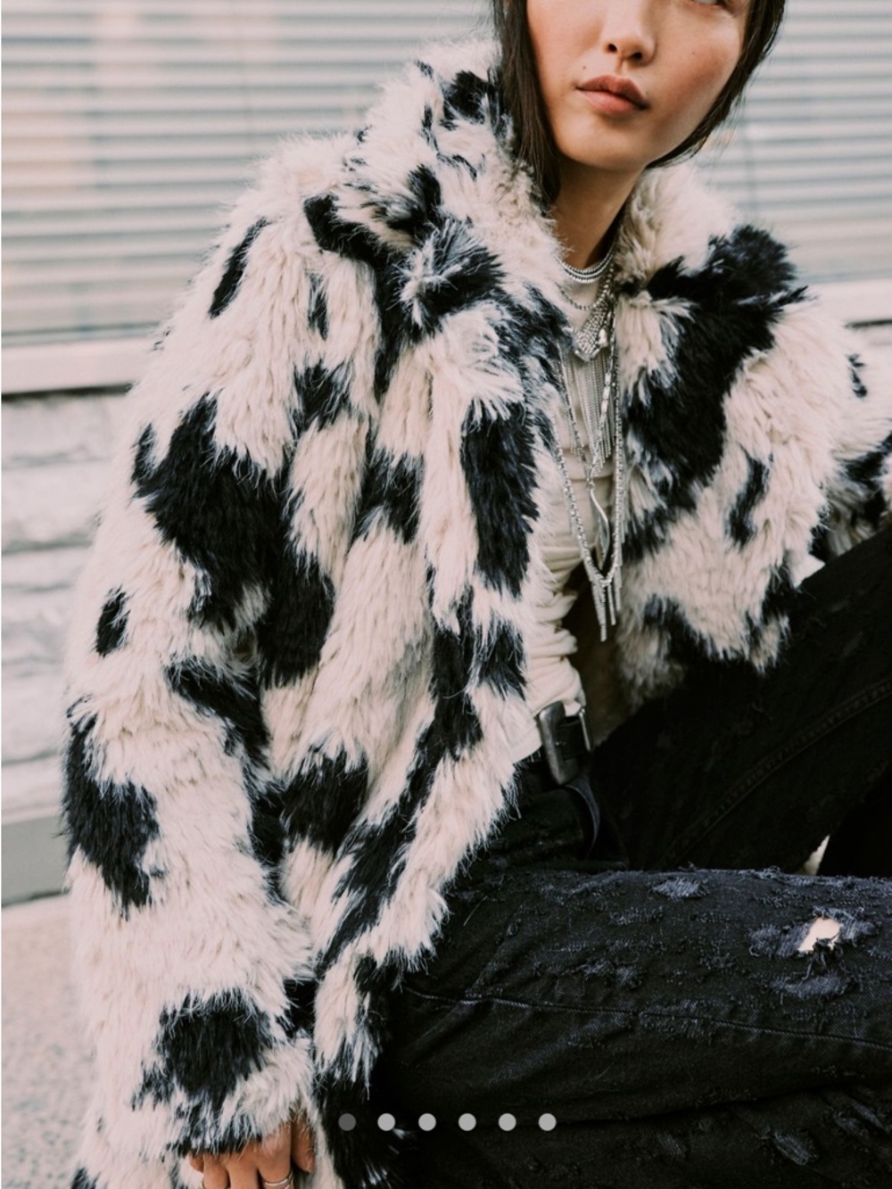 Free People Two-Tone Black & Cream Faux Fur Teddy Jacket - Picture 5 of 9